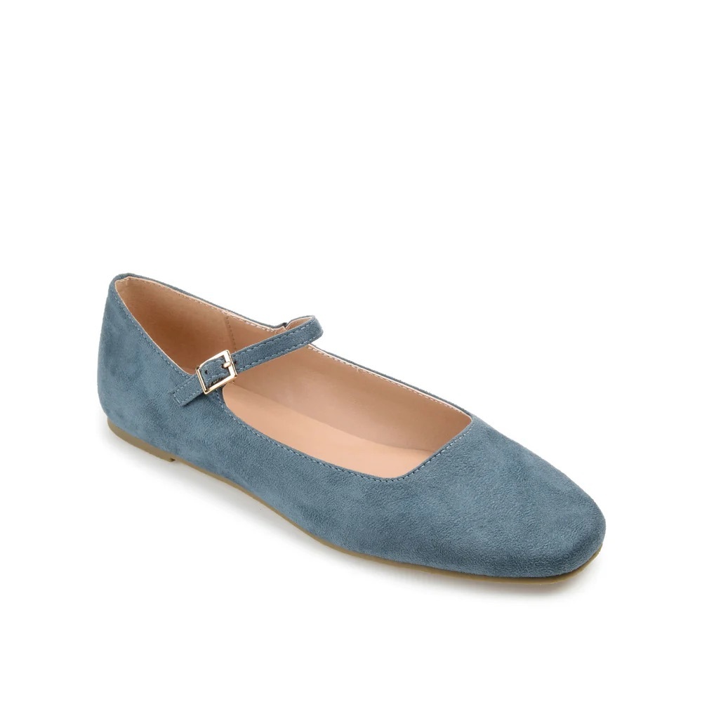 Journee Collection Carrie Faux Suede Ballet Flats Blue Size 8